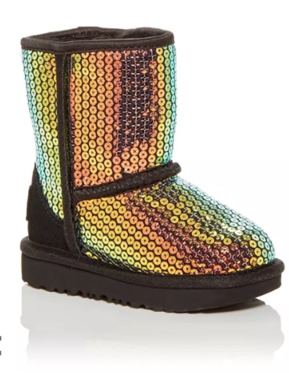 UGG Black Sequin Short Boots with Iridescent Gold Sequins Kids SZ 6